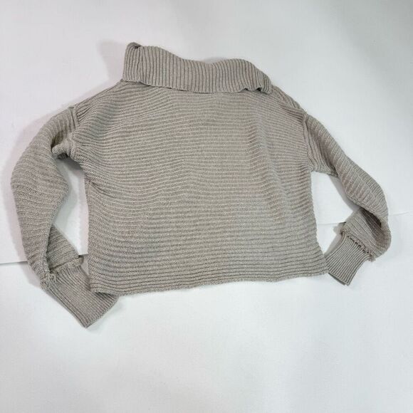 Free People Sweater Womens Small Tan Marlie Deep V-Neck Ribbed Knit Long Sleeve - Picture 10 of 12